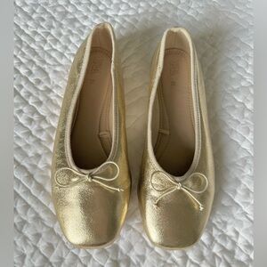 Girls Zara Gold Ballet Flats US 4, 36 EU